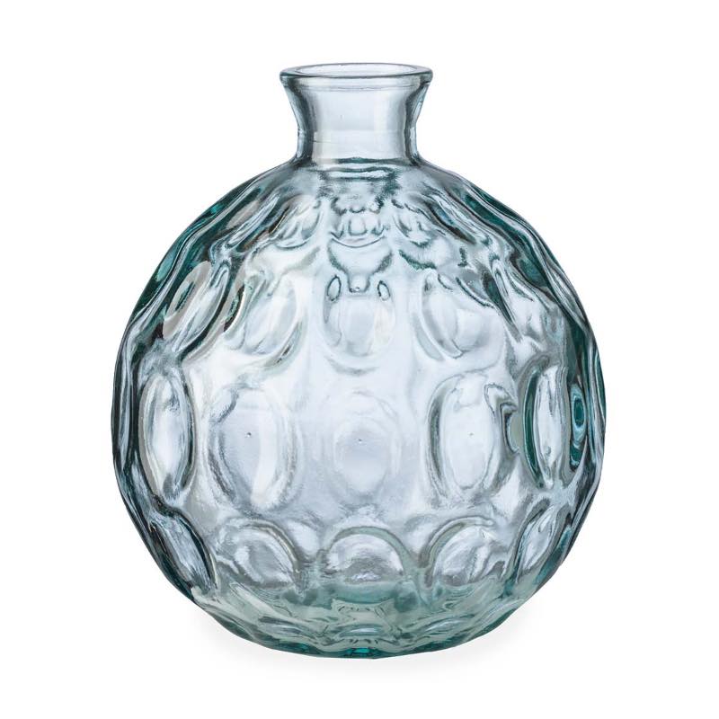 Dune Round Recycled Dimpled Glass Vase, 7.5